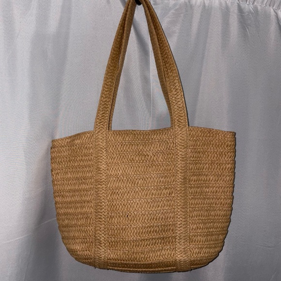 Draper James by Reese Witherspoon Everyday Straw Shoulder Bag W/ Navy - Picture 1 of 11